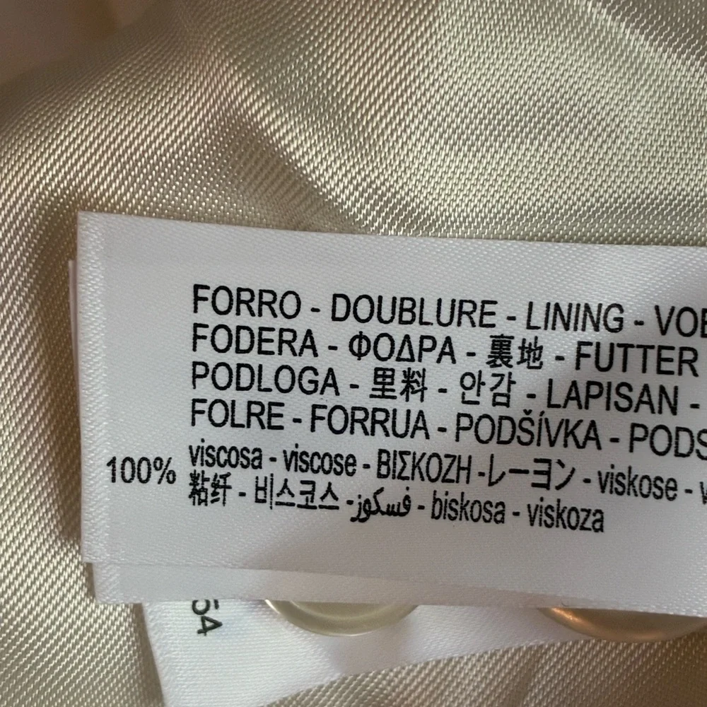 NWT. Zara ZW Collection Cream Wool Blend Frock Coat. Size XS. - Picture 10 of 12